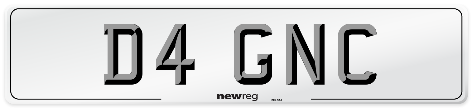 D4 GNC Number Plate from New Reg